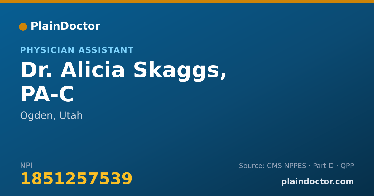 Shareable card for Alicia Skaggs, PA-C - Physician Assistant, Ogden, UT
