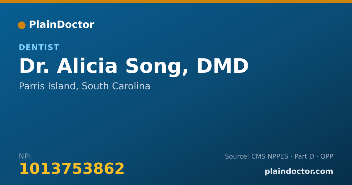 Shareable card for Alicia Song, DMD - Dentist, Parris Island, SC