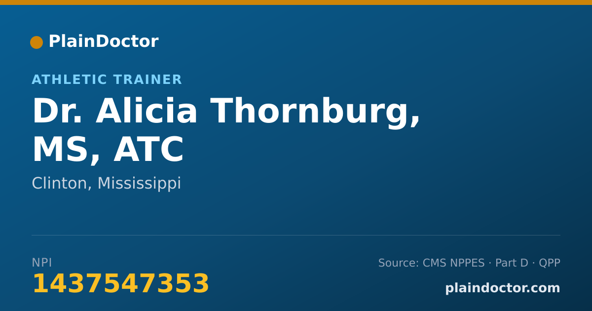 Shareable card for Alicia Thornburg, MS, ATC - Athletic Trainer, Clinton, MS