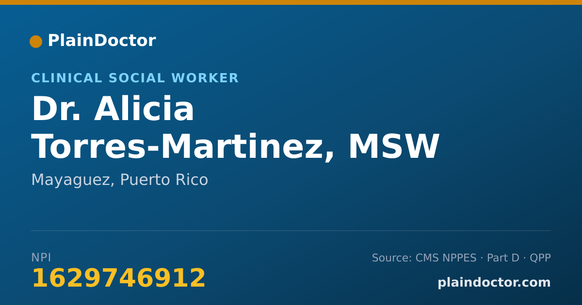 Shareable card for Alicia Torres-Martinez, MSW - Clinical Social Worker, Mayaguez, PR