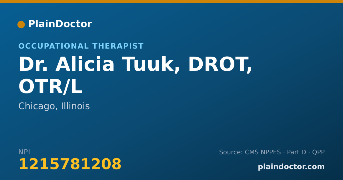 Shareable card for Alicia Tuuk, DROT, OTR/L - Occupational Therapist, Chicago, IL
