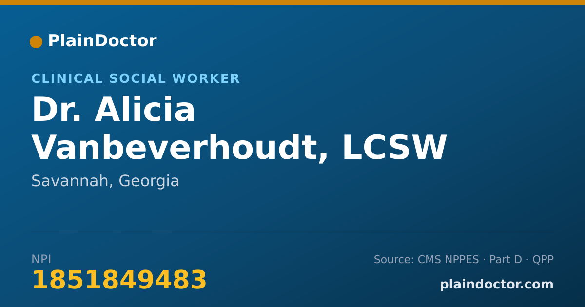 Shareable card for Alicia Vanbeverhoudt, LCSW - Clinical Social Worker, Savannah, GA