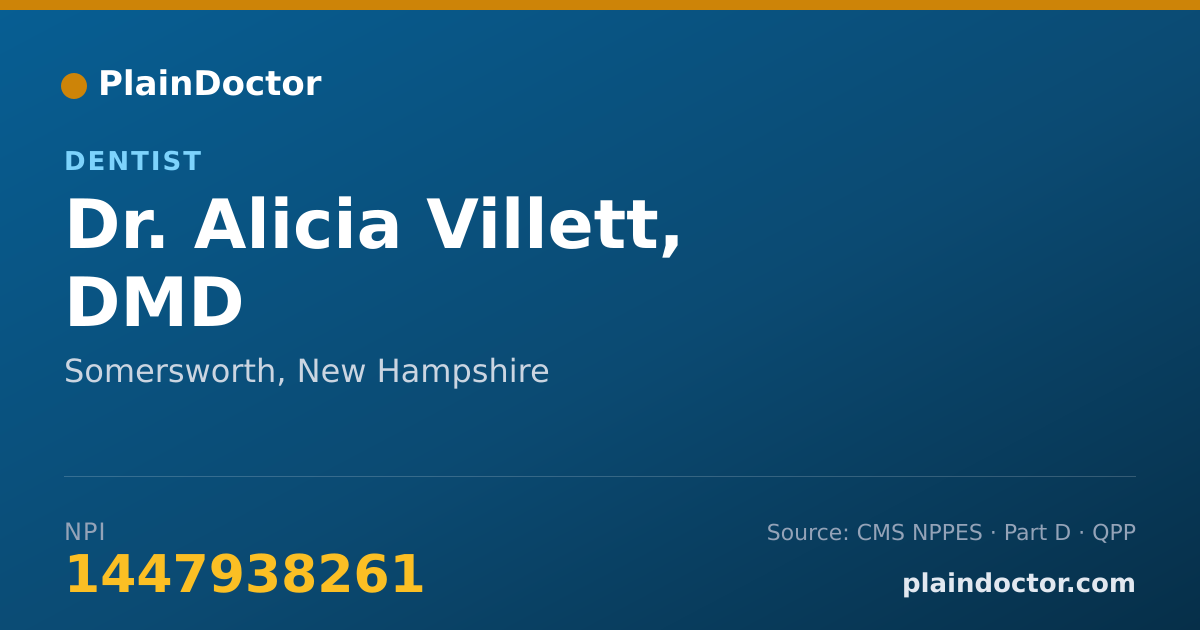 Shareable card for Alicia Villett, DMD - Dentist, Somersworth, NH