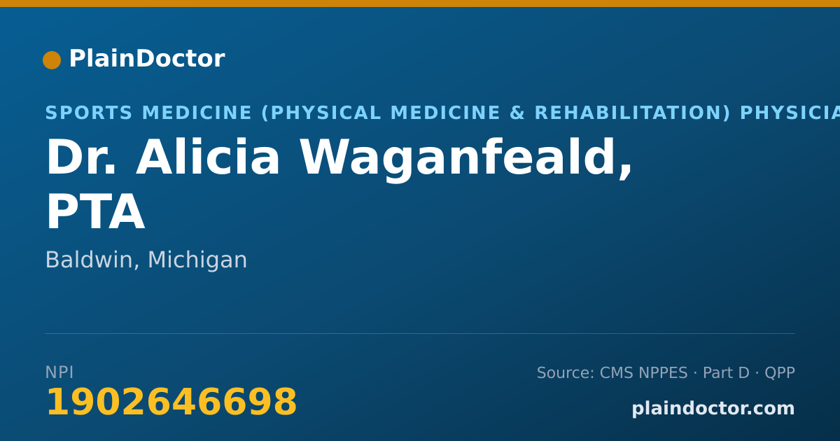 Shareable card for Alicia Waganfeald, PTA - Sports Medicine (Physical Medicine & Rehabilitation) Physician, Baldwin, MI