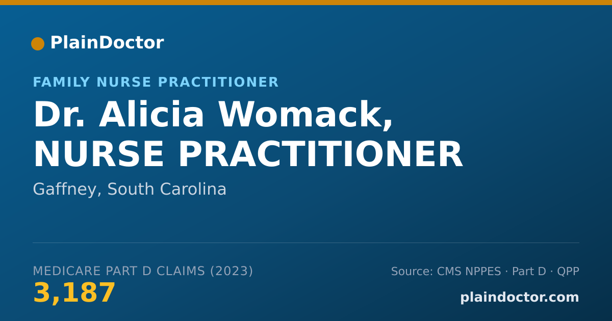 Shareable card for Alicia Womack, NURSE PRACTITIONER - Family Nurse Practitioner, Gaffney, SC
