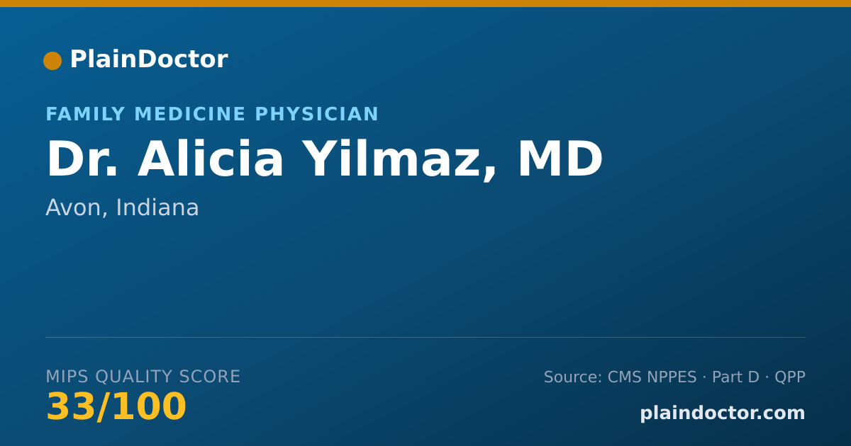 Shareable card for Alicia Yilmaz, MD - Family Medicine Physician, Avon, IN