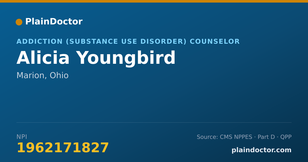 Shareable card for Alicia Youngbird - Addiction (Substance Use Disorder) Counselor, Marion, OH