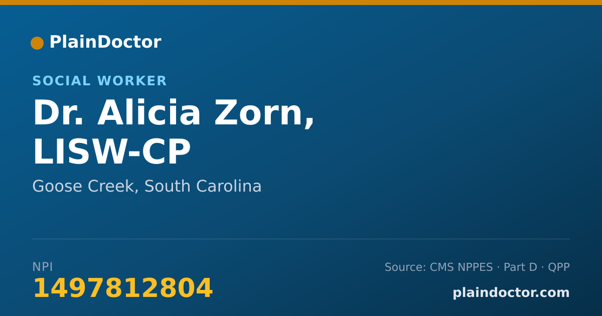 Shareable card for Alicia Zorn, LISW-CP - Social Worker, Goose Creek, SC