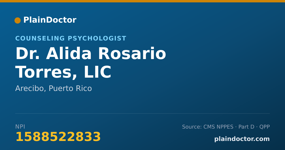 Shareable card for Alida Rosario Torres, LIC - Counseling Psychologist, Arecibo, PR