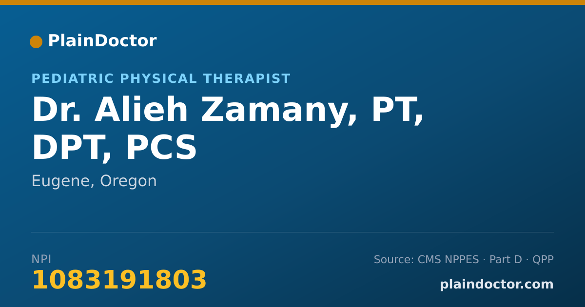 Shareable card for Alieh Zamany, PT, DPT, PCS - Pediatric Physical Therapist, Eugene, OR