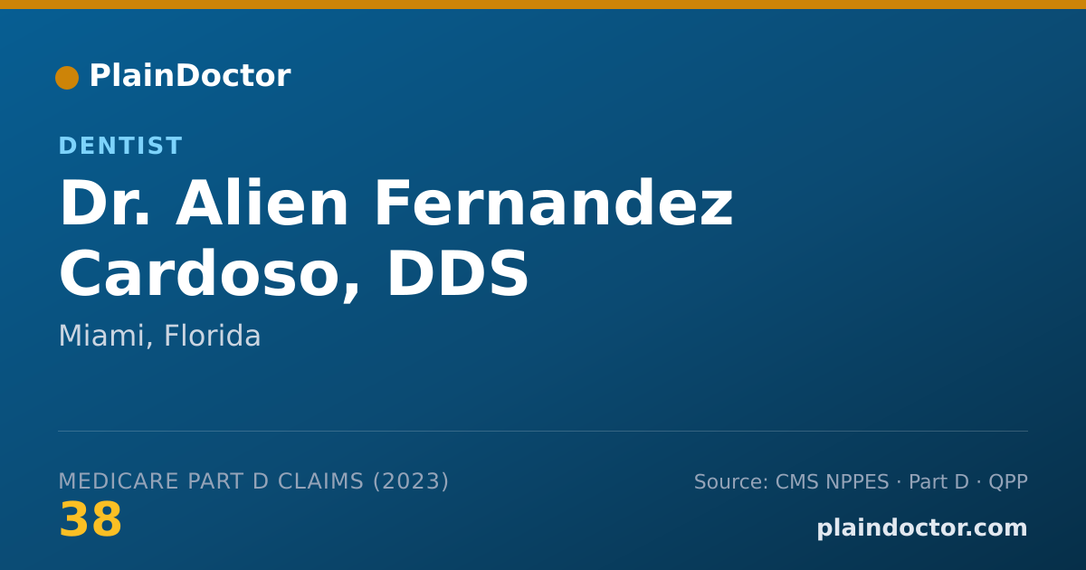 Shareable card for Alien Fernandez Cardoso, DDS - Dentist, Miami, FL