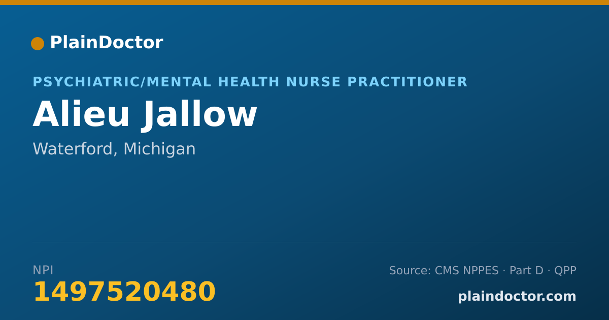 Shareable card for Alieu Jallow - Psychiatric/Mental Health Nurse Practitioner, Waterford, MI