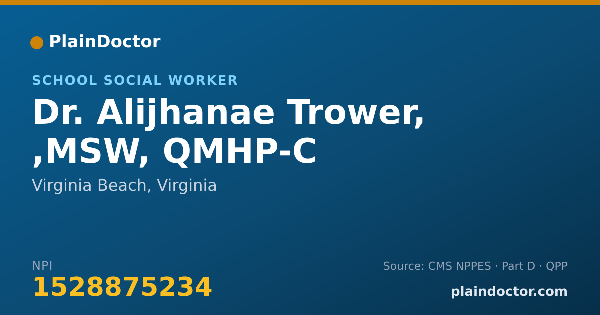 Shareable card for Alijhanae Trower, ,MSW, QMHP-C - School Social Worker, Virginia Beach, VA