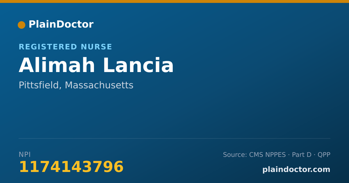 Shareable card for Alimah Lancia - Registered Nurse, Pittsfield, MA