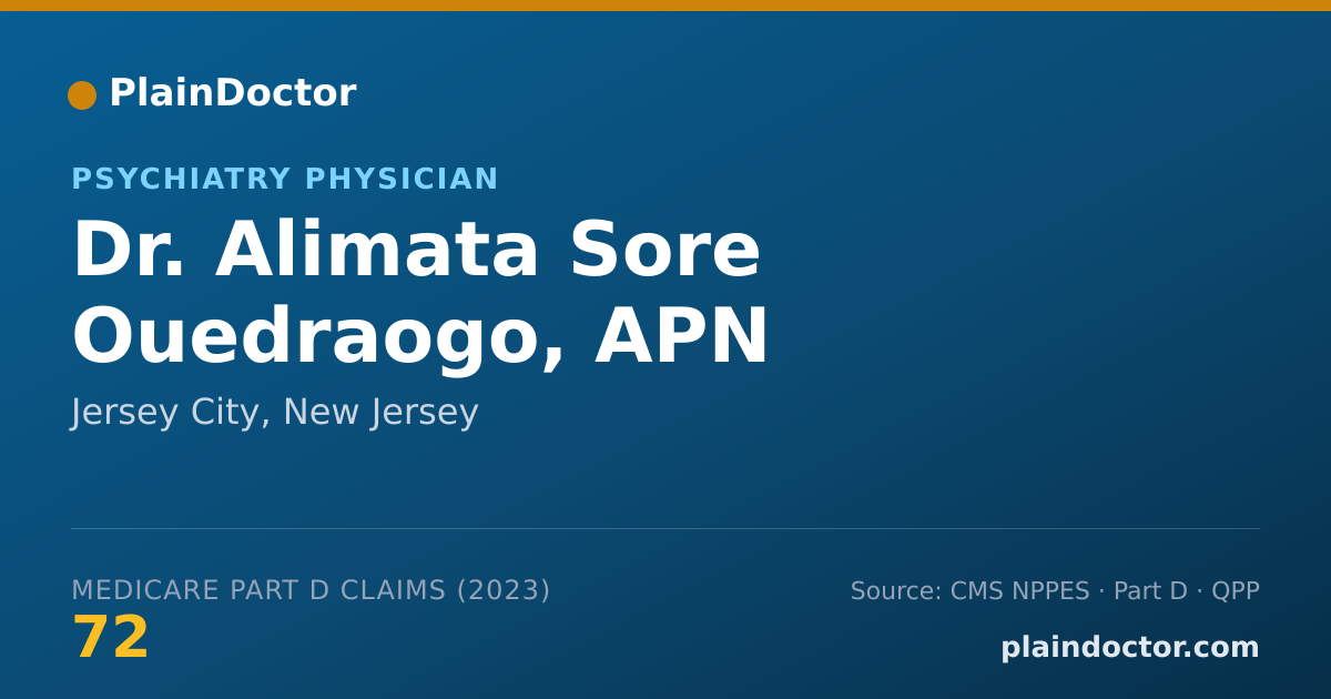 Shareable card for Alimata Sore Ouedraogo, APN - Psychiatry Physician, Jersey City, NJ