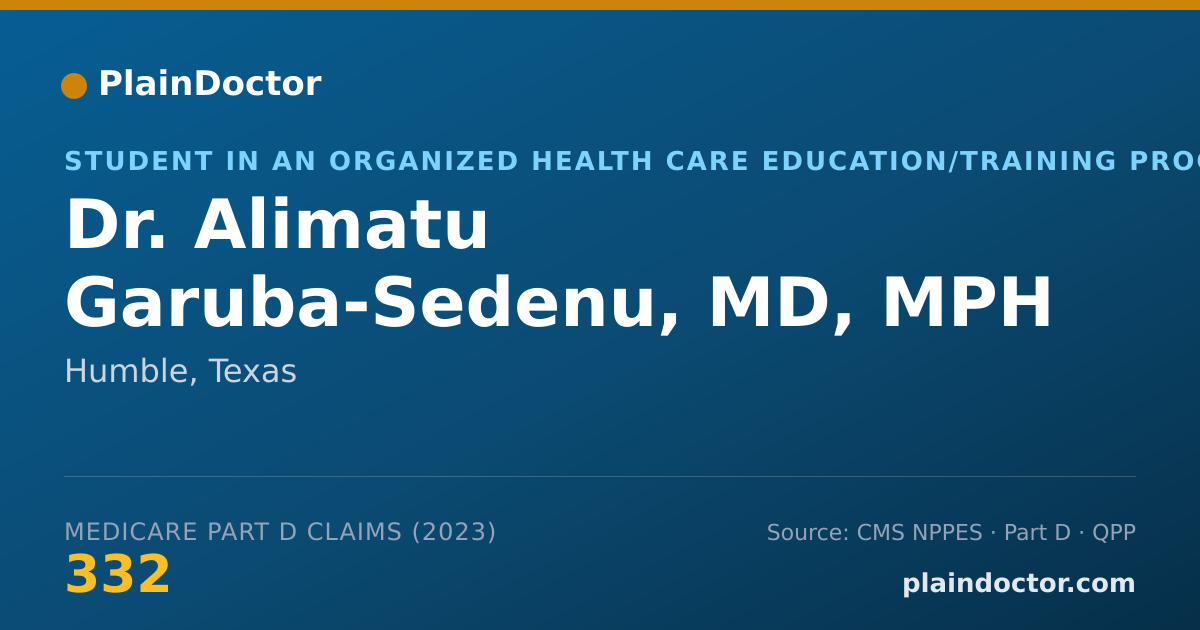 Shareable card for Alimatu Garuba-Sedenu, MD, MPH - Student in an Organized Health Care Education/Training Program, Humble, TX