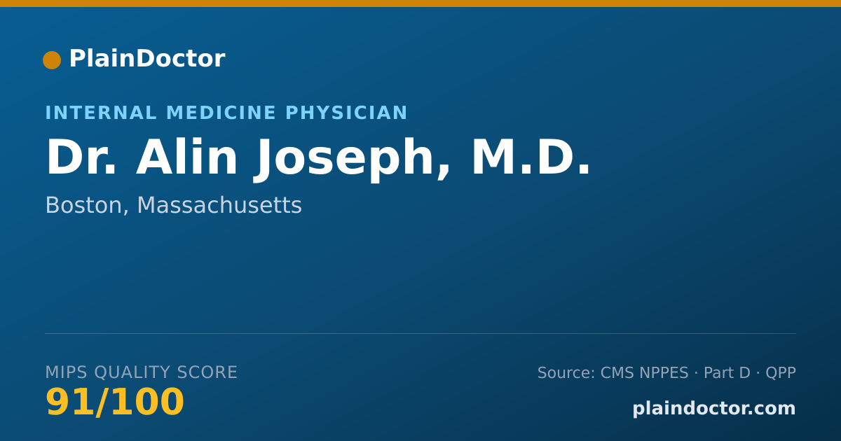 Shareable card for Alin Joseph, M.D. - Internal Medicine Physician, Boston, MA