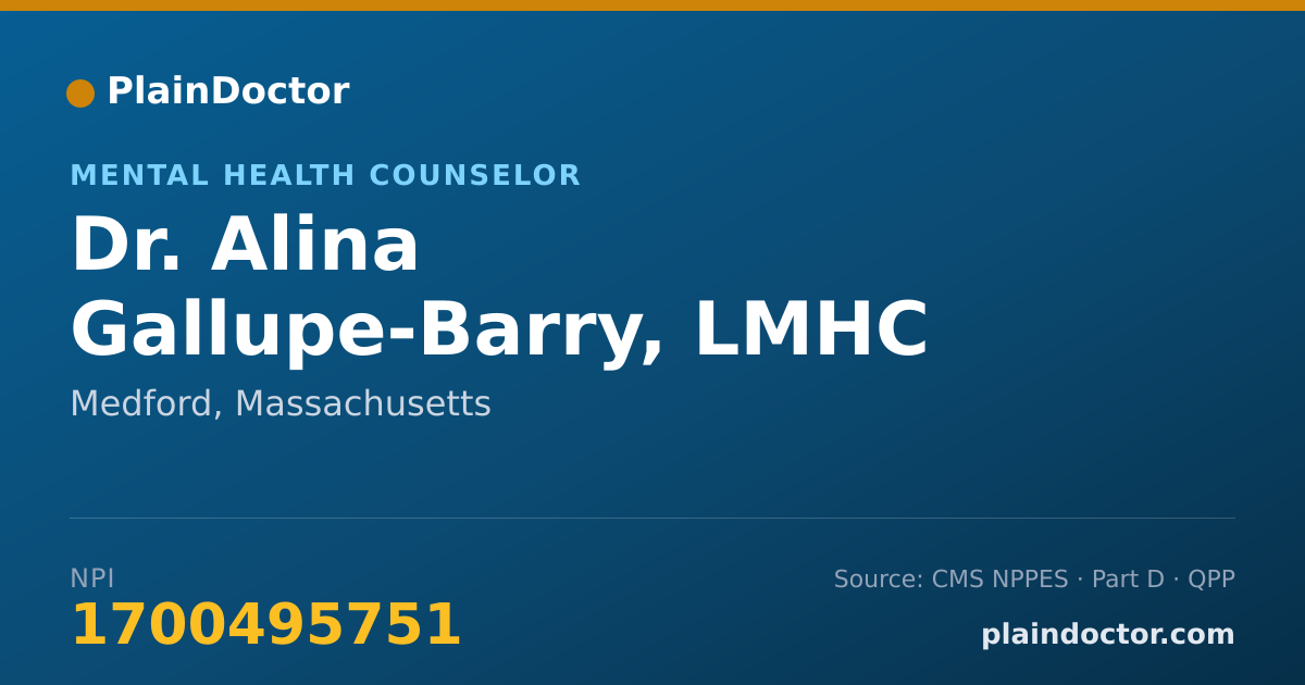Shareable card for Alina Gallupe-Barry, LMHC - Mental Health Counselor, Medford, MA