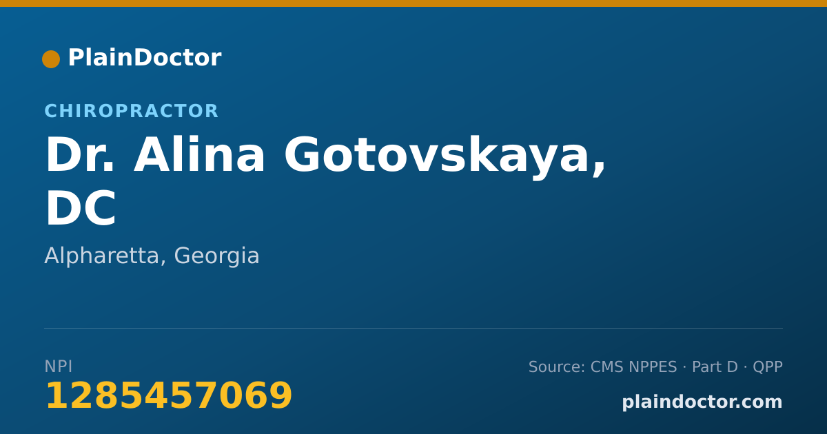 Shareable card for Alina Gotovskaya, DC - Chiropractor, Alpharetta, GA