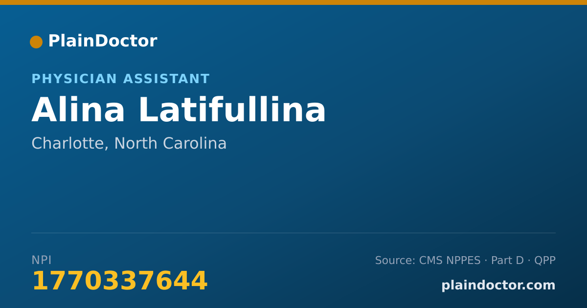 Shareable card for Alina Latifullina - Physician Assistant, Charlotte, NC