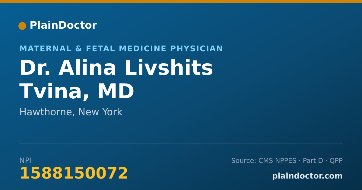 Shareable card for Alina Livshits Tvina, MD - Maternal & Fetal Medicine Physician, Hawthorne, NY
