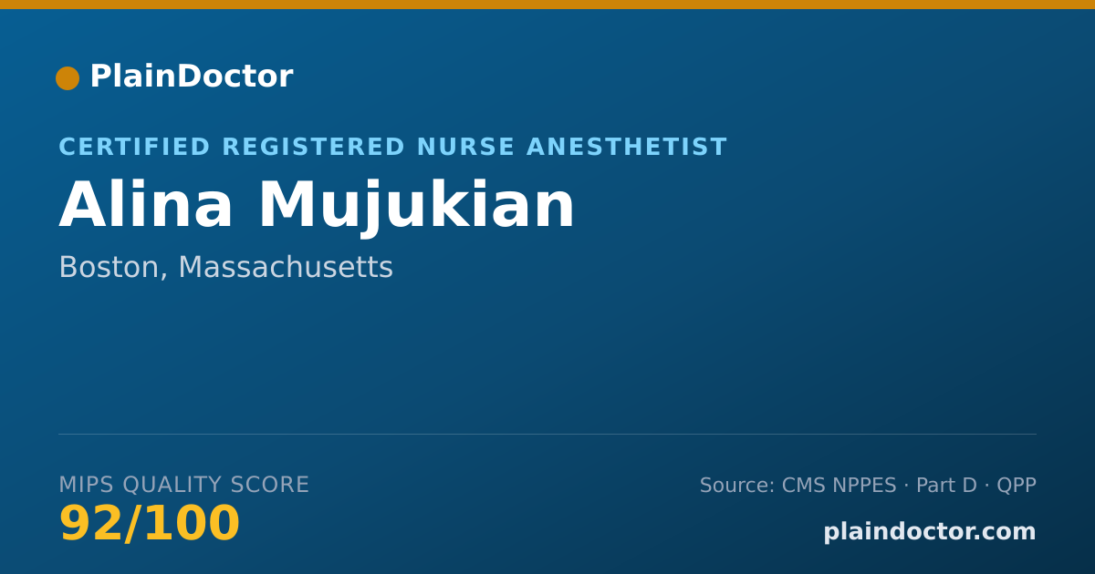 Shareable card for Alina Mujukian - Certified Registered Nurse Anesthetist, Boston, MA