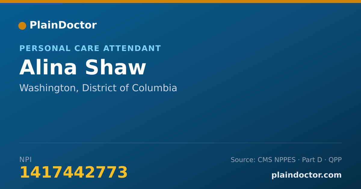 Shareable card for Alina Shaw - Personal Care Attendant, Washington, DC