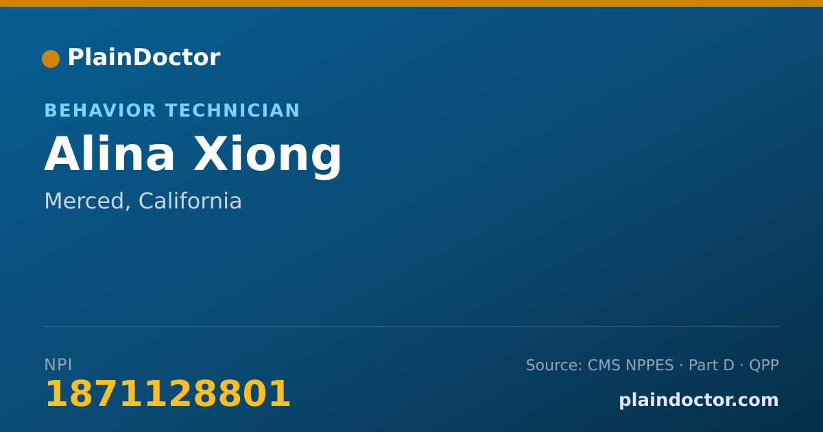 Shareable card for Alina Xiong - Behavior Technician, Merced, CA