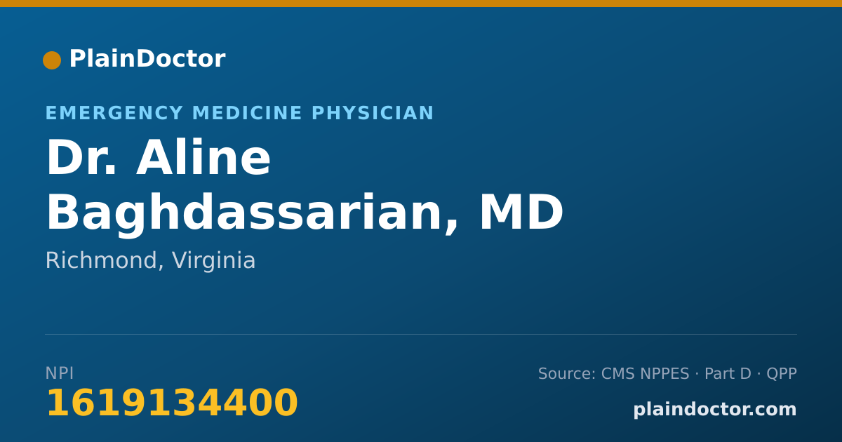 Shareable card for Aline Baghdassarian, MD - Emergency Medicine Physician, Richmond, VA