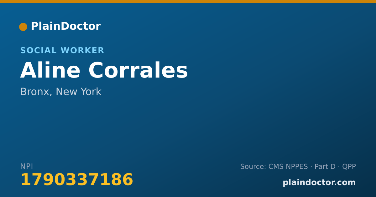 Shareable card for Aline Corrales - Social Worker, Bronx, NY