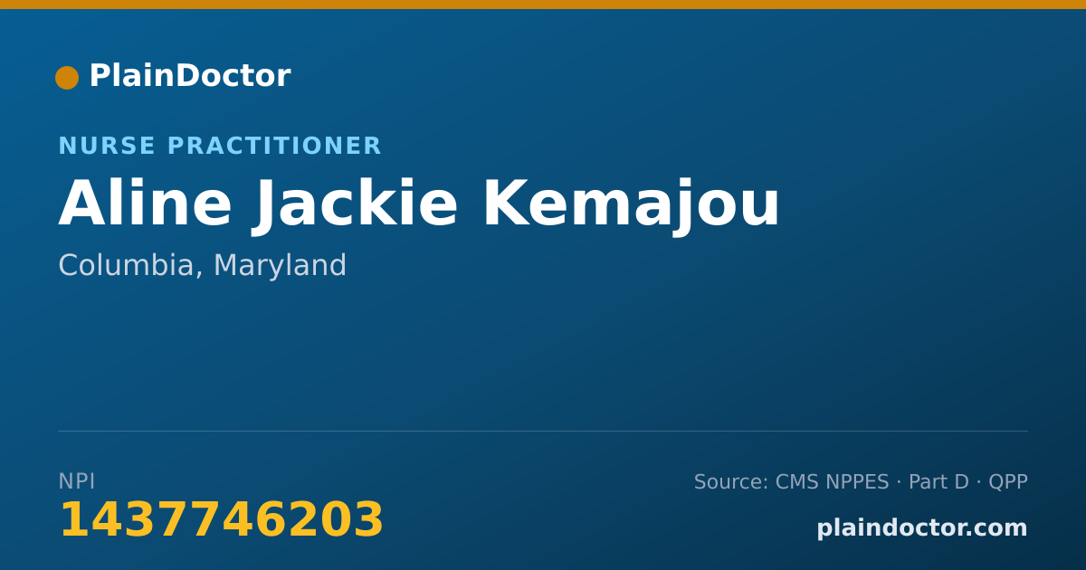 Shareable card for Aline Jackie Kemajou - Nurse Practitioner, Columbia, MD