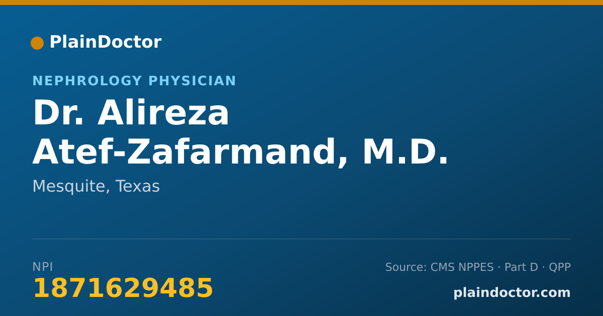 Shareable card for Alireza Atef-Zafarmand, M.D. - Nephrology Physician, Mesquite, TX
