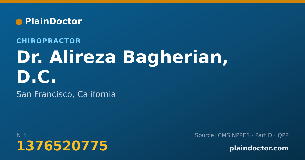 Shareable card for Alireza Bagherian, D.C. - Chiropractor, San Francisco, CA