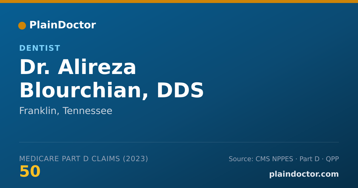Shareable card for Alireza Blourchian, DDS - Dentist, Franklin, TN