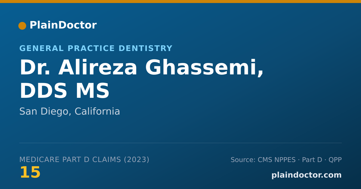 Shareable card for Alireza Ghassemi, DDS MS - General Practice Dentistry, San Diego, CA