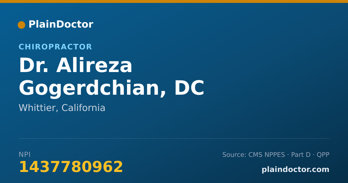 Shareable card for Alireza Gogerdchian, DC - Chiropractor, Whittier, CA