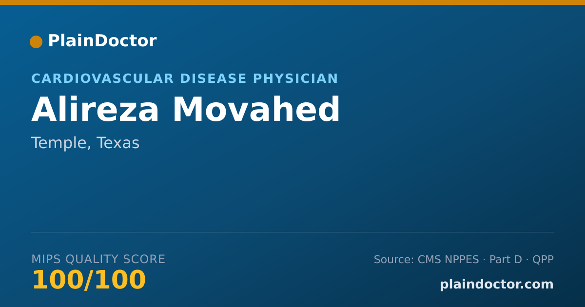 Shareable card for Alireza Movahed - Cardiovascular Disease Physician, Temple, TX