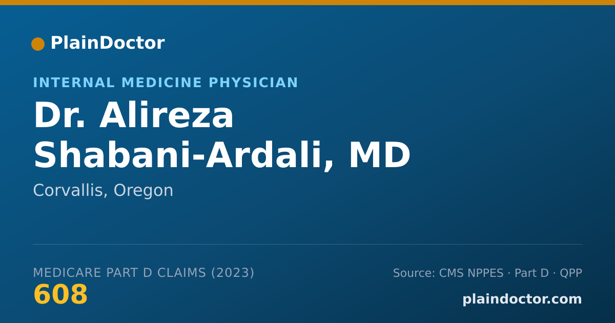 Shareable card for Alireza Shabani-Ardali, MD - Internal Medicine Physician, Corvallis, OR