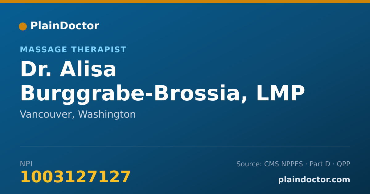 Shareable card for Alisa Burggrabe-Brossia, LMP - Massage Therapist, Vancouver, WA