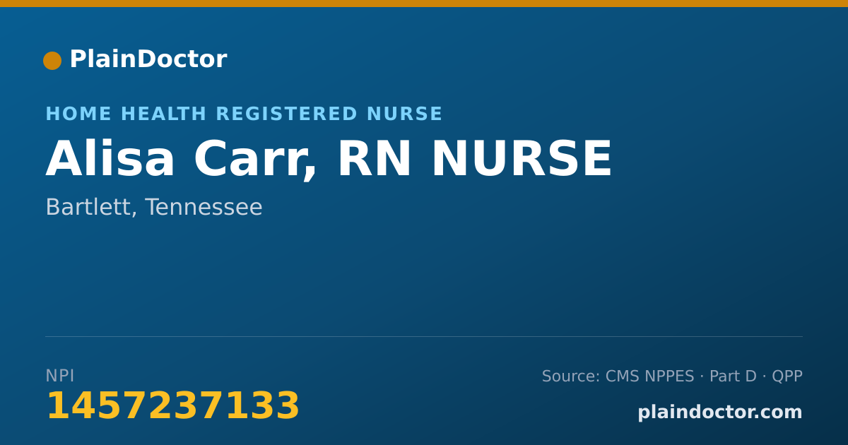 Shareable card for Alisa Carr, RN NURSE - Home Health Registered Nurse, Bartlett, TN