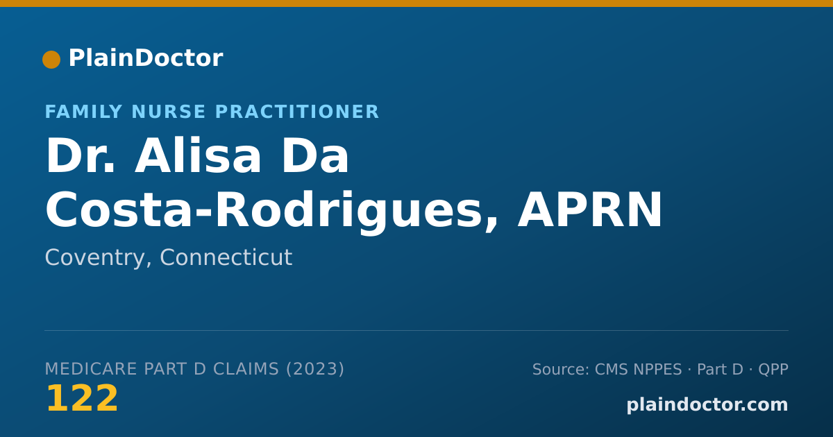 Shareable card for Alisa Da Costa-Rodrigues, APRN - Family Nurse Practitioner, Coventry, CT