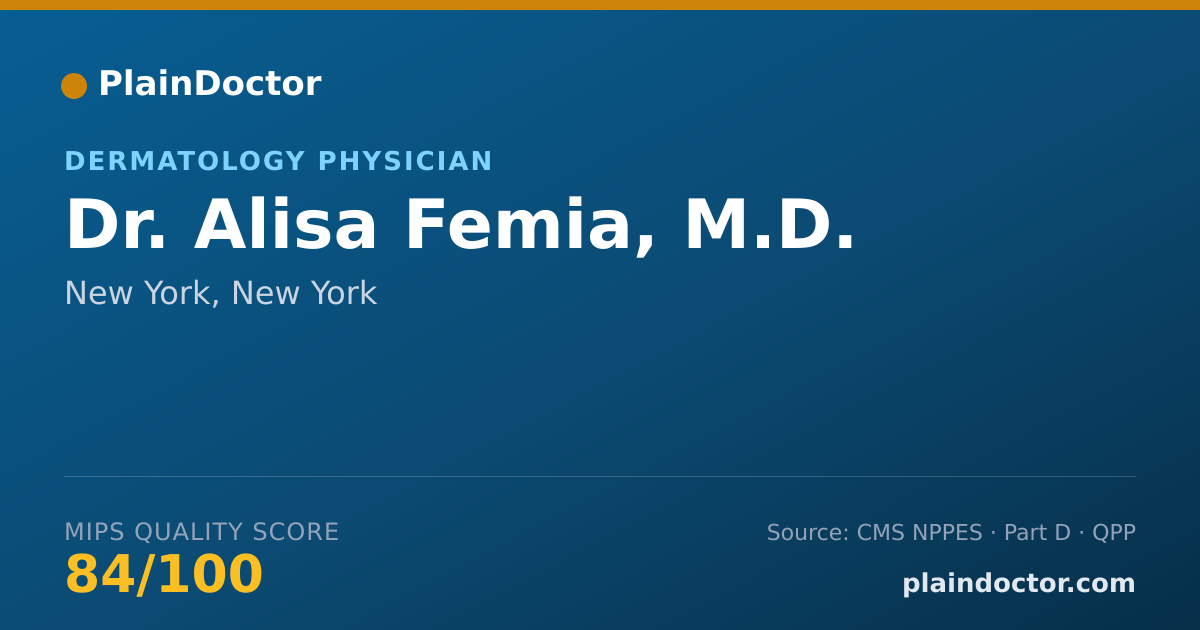 Shareable card for Alisa Femia, M.D. - Dermatology Physician, New York, NY