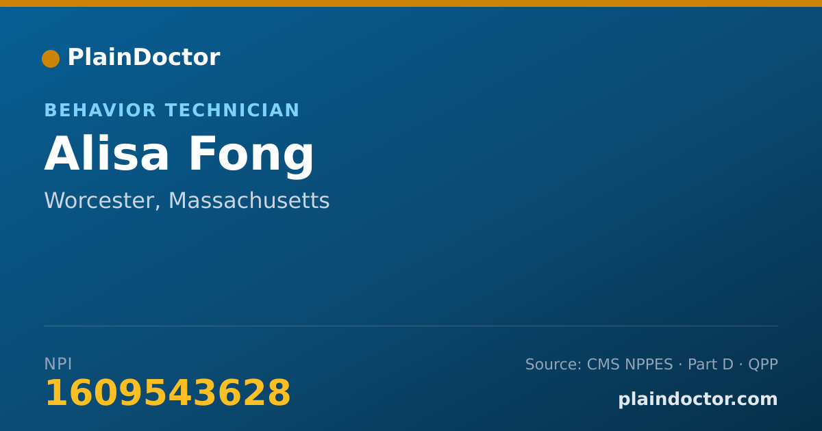 Shareable card for Alisa Fong - Behavior Technician, Worcester, MA