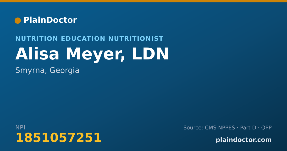 Shareable card for Alisa Meyer, LDN - Nutrition Education Nutritionist, Smyrna, GA