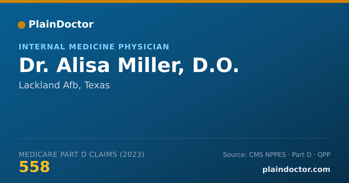Shareable card for Alisa Miller, D.O. - Internal Medicine Physician, Lackland Afb, TX