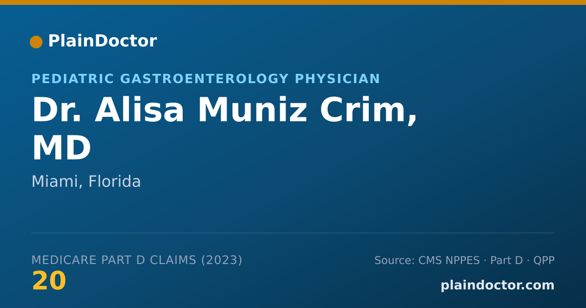 Shareable card for Alisa Muniz Crim, MD - Pediatric Gastroenterology Physician, Miami, FL