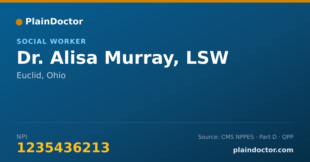 Shareable card for Alisa Murray, LSW - Social Worker, Euclid, OH