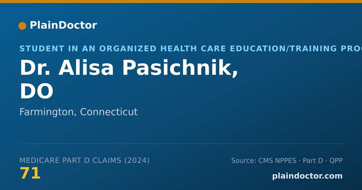 Shareable card for Alisa Pasichnik, DO - Student in an Organized Health Care Education/Training Program, Farmington, CT