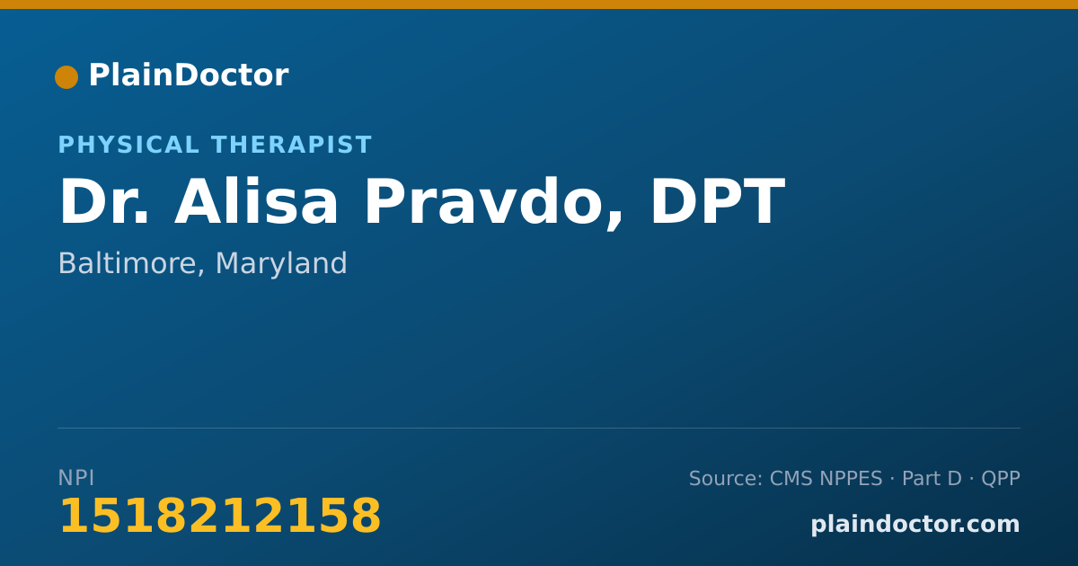 Shareable card for Alisa Pravdo, DPT - Physical Therapist, Baltimore, MD