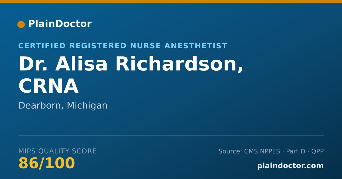 Shareable card for Alisa Richardson, CRNA - Certified Registered Nurse Anesthetist, Dearborn, MI